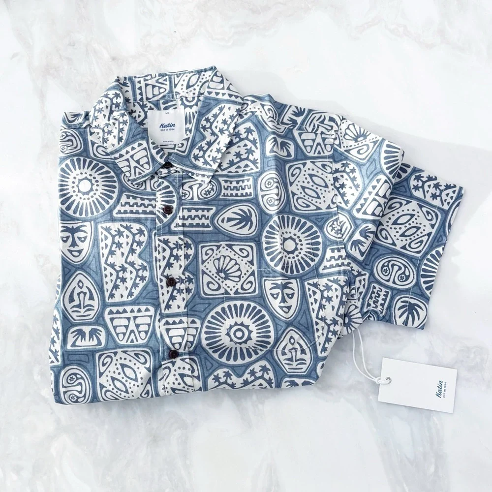 Katin Castaway Linen Blend Button Down Short Sleeve Shirt Men’s Size Medium